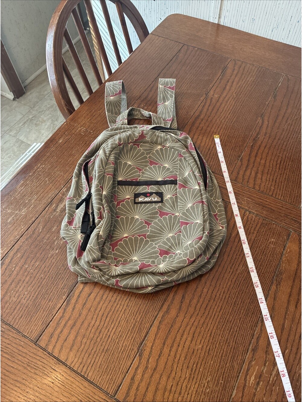 Kavu Mini Backpack Fan or Ginko Leaf Print Shoulder Bag, Zip, Pockets